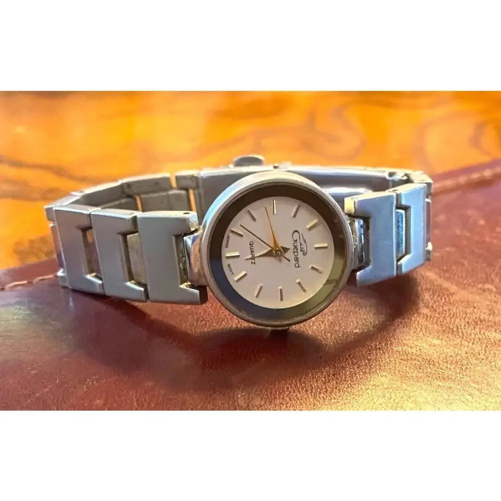VTG Woman's Guepard Watch, Two Tone, New Battery, Link Band
